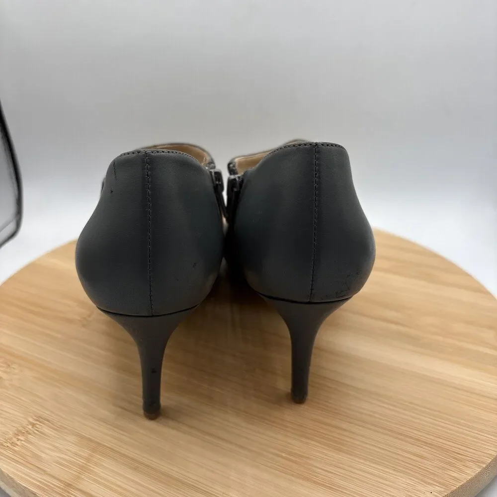 Miss Albright Anthropologie Two-Tone Gray Suede Leather Heel Bootie 8.5 Zip USA